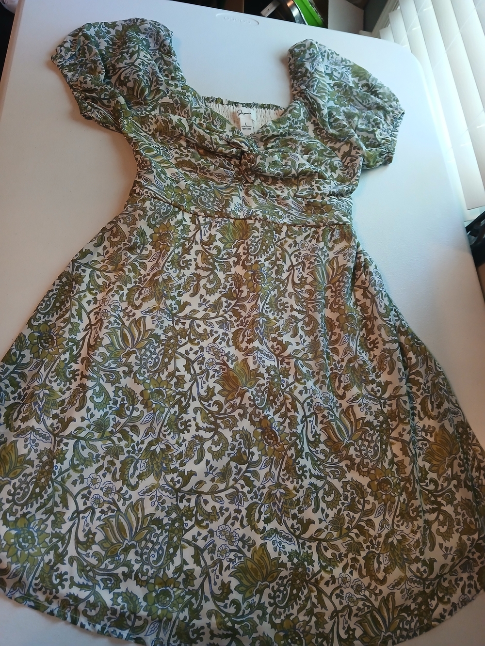 Green Floral Print Japna Women's Dress Size Large.